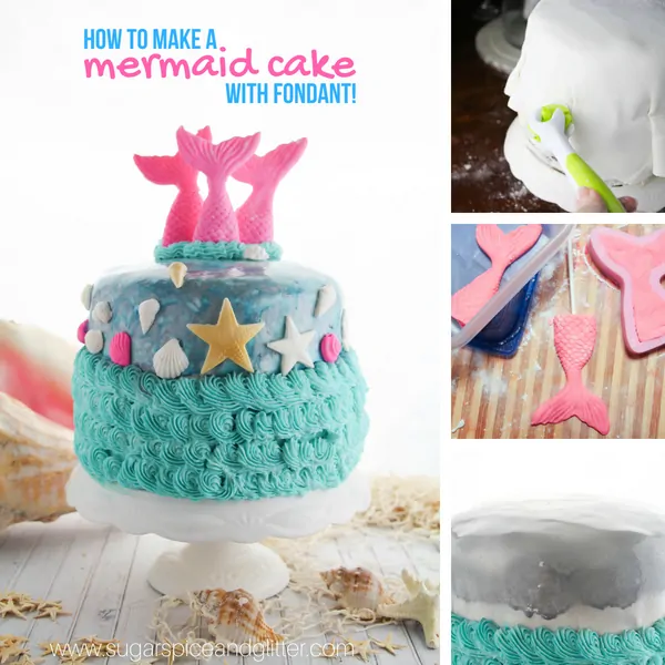 The perfect DIY mermaid cake for a mermaid birthday party! This simple fondant cake is easy enough for beginners and the results are absolutely magical