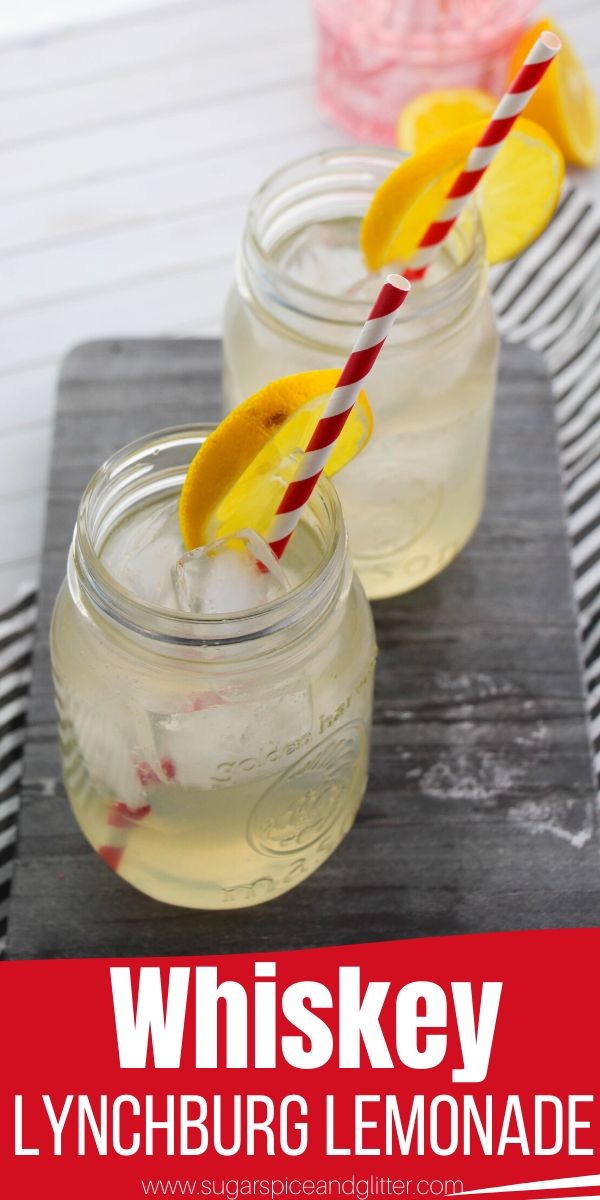 A crisp Whiskey Lemonade cocktail inspired by Jack Daniel's Lynchburg Lemonade, this summer cocktail is refreshing and delicious - perfect for tailgating