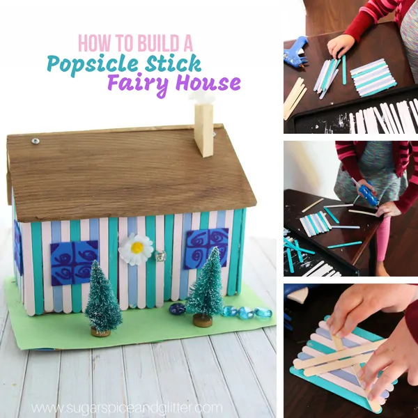 How to build a popsicle stick fairy house with a free STEAM printable for planning your project