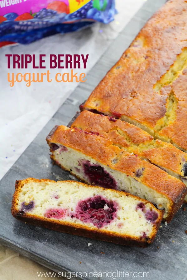 Triple Berry Yogurt Cake (with Video)