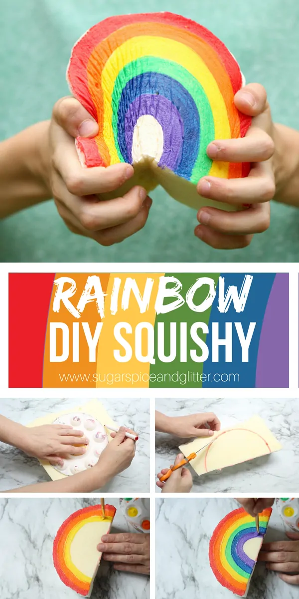 How to make a homemade sensory toy that squishes - this DIY Squishy toy is an easy rainbow craft for kids that doubles as sensory play