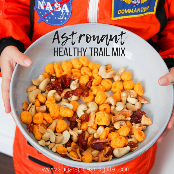 A healthy trail mix for kids, this Astranout Trail Mix is a fun space-themed snack perfect for hikes, space unit studies, or just satisfying snacking