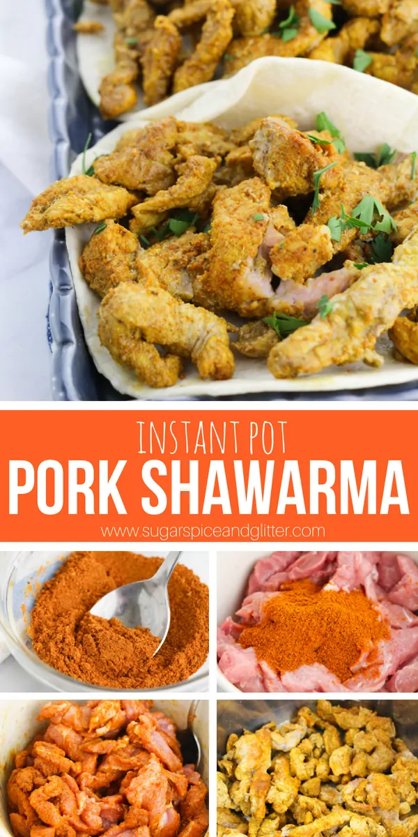 An easy recipe for homemade shawarma seasoning and how to make shawarma in the instant pot. This is the perfect recipe for tough pork cuts