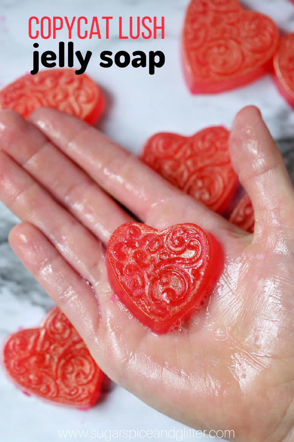 A pretty DIY Soap recipe for Copycat Lush Jelly Soap, a jiggly and squishy soap kids will love to get clean with!