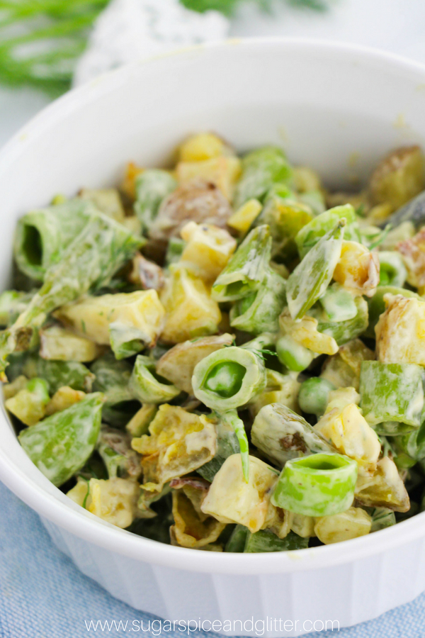 A creamy and flavorful Pea and Potato Salad perfect for summer BBQs, an Easter side dish, and even lunch meal prepping