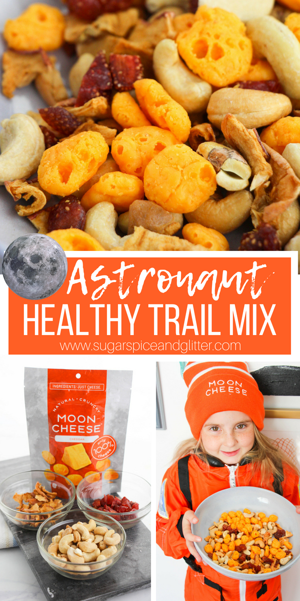 Dehydrated cheese is the secret behind this Moon Cheese Trail Mix, a healthy and satisfying trail mix for kids or adults. A Protein-packed snack for hikes or afternoon snacks