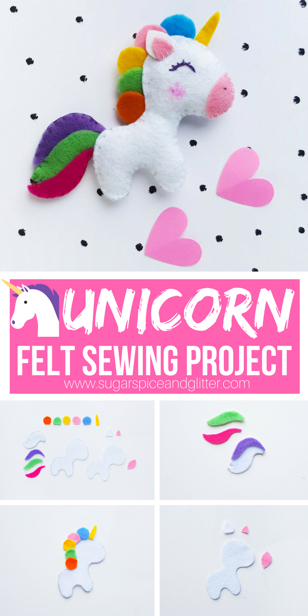 An easy felt sewing project for beginners, this unicorn stuffed animal is a cute DIY sewing project for kids - grab our free printable pattern to make yours!
