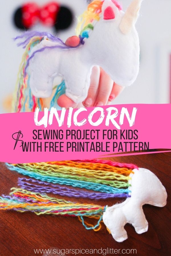 An easy sewing craft for kids, this DIY Unicorn Project is a simple stuffie craft for kids and makes the perfect homemade gift for a unicorn lover
