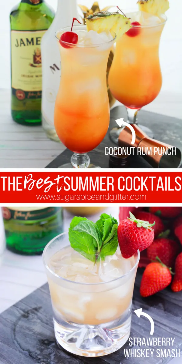 Coconut Rum Punch and Strawberry Whiskey Smash - the BEST summer cocktails bring the best of the Caribbean and Ireland to your patio this summer 