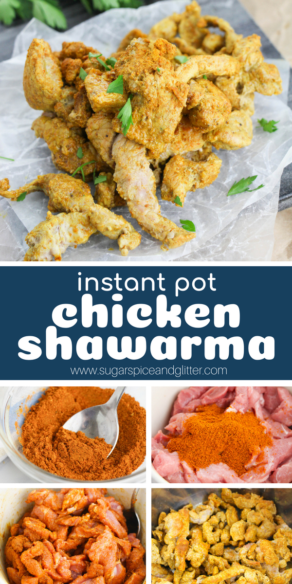 Instant pot chicken shawarma is a savoury, aromatic chicken recipe that is known for being juicy and distinctly Middle Eastern in flavor. Includes a homemade shawarma seasoning recipe