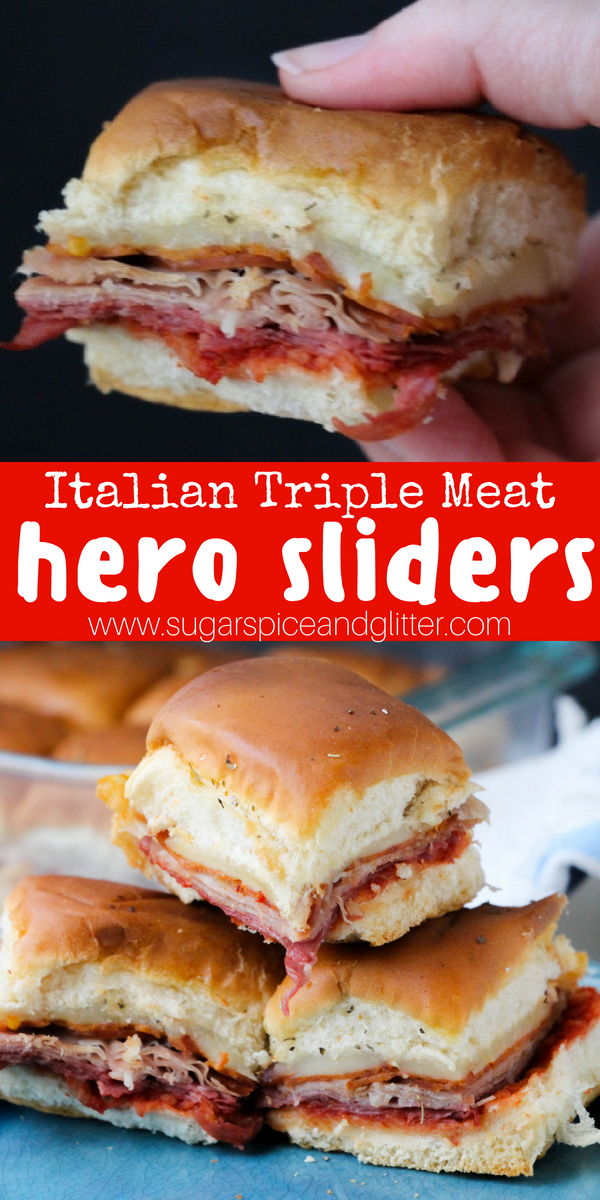 A delicious Italian hero slider recipe for a sandwich casserole your whole family will love! Meaty sandwiches perfect for lunch box prep