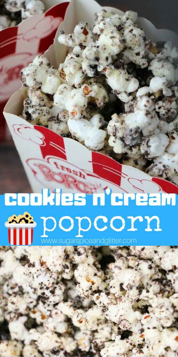 The best movie night popcorn recipe, this homemade Cookies and Cream popcorn dessert is going to be a new family favorite