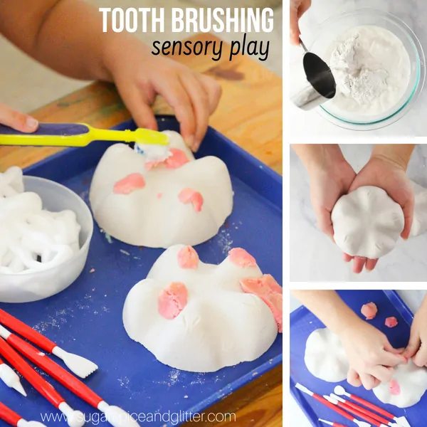 A fun dental sensory play idea for kids including DIY model teeth