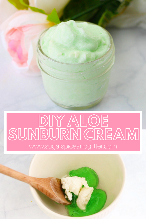 A soothing sunburn cream made with just three simple ingredients, this DIY aloe cream is a quick summer DIY every mom needs to make