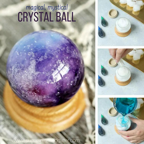 A gorgeous crystal ball craft that kids can make - perfect for Halloween or a family movie night (Harry Potter, Wizard of Oz, Haunted Mansion, or that 80s classic Labyrinth)