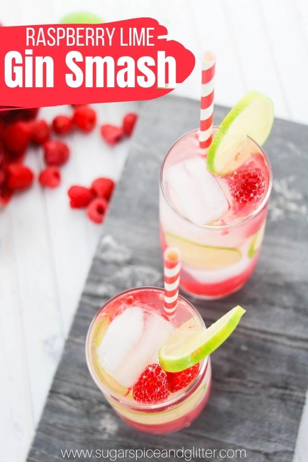 How to make a delicious and refreshing Raspberry Lime Gin Smash with fresh raspberries, lime and a homemade simple syrup. This fun twist on a classic cocktail is the perfect summer cocktail - tart, just a bit sweet and utterly delicious