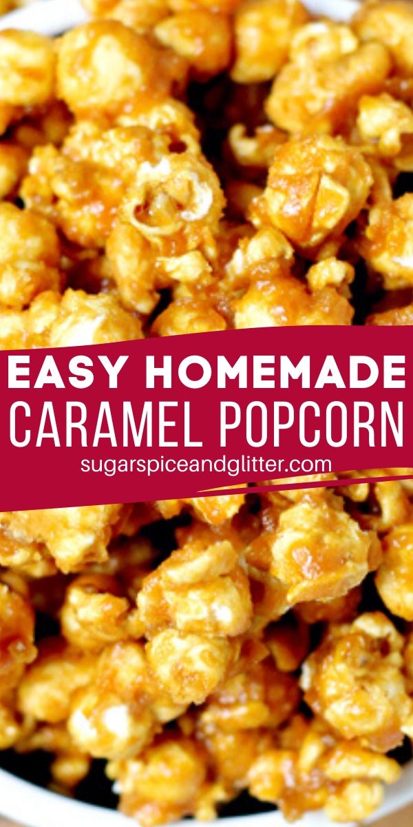 Caramel Popcorn from Scratch, this easy Chicago-style Salted Caramel Popcorn is the best caramel dessert for fall and delicious used in party mixes or served on its own