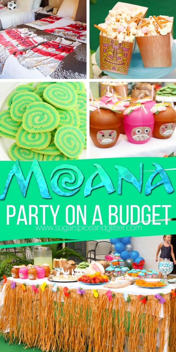 Everything you need to plan your child's Moana Birthday Party on a budget - Moana party games, gift bags, Moana party food, budget-friendly Moana party decor and more!
