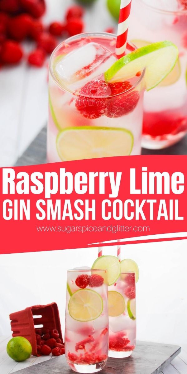 A tart and refreshing summer cocktail made with fresh raspberries and lime, this Raspberry Lime Gin Smash is a fun take on a classic cocktail with vibrant summer flavors and a homemade simple syrup