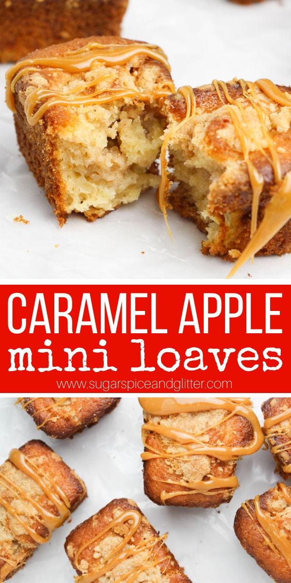 Caramel Apples get a bakery make-over with these Mini Caramel Apple Crumb Cakes - fun, single-serving fall dessert for snacking or entertaining. A copycat Starbucks recipe that is super simple to make