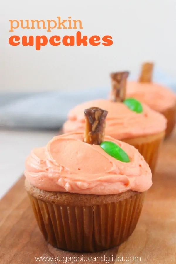These pumpkin cupcakes are the perfect cute fall dessert to bring to your next party or playdate (and they don't have to be pumpkin flavored)