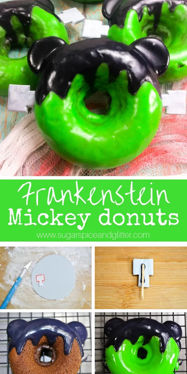 These Halloween Frankenstein donuts are inspired by Mickey's Not So Scary Halloween Party and are the perfect way to celebrate Halloween as a Disney family