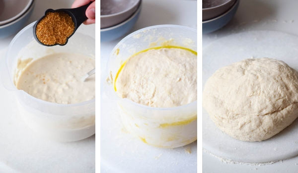 in-process images of how to make pumpkin spice latte cinnamon rolls