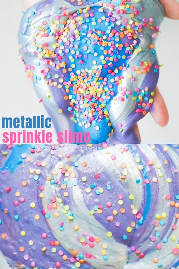 This metallic slime is just as easy to make as it is gorgeous! A fun shiny slime recipe for parties or as a homemade gift