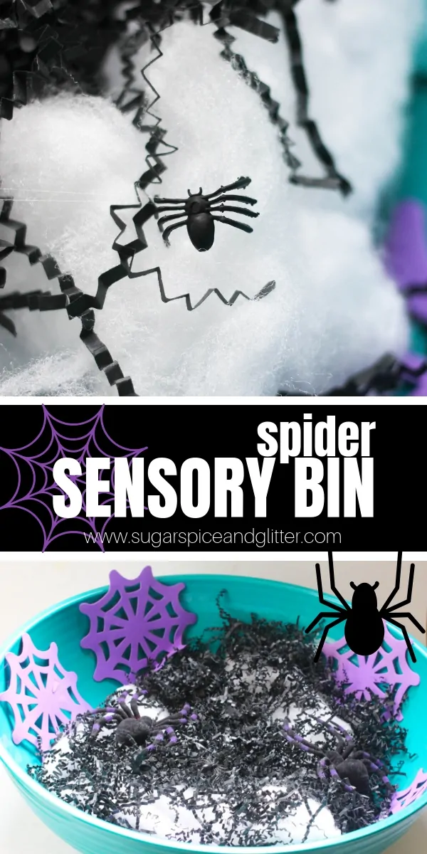Your kids will love playing with this Simple Spider Sensory Bin after reading their favorite spider picture books, like the Very Busy Spider, Charlotte's Web, Anansi, or Miss Spider's Tea Party