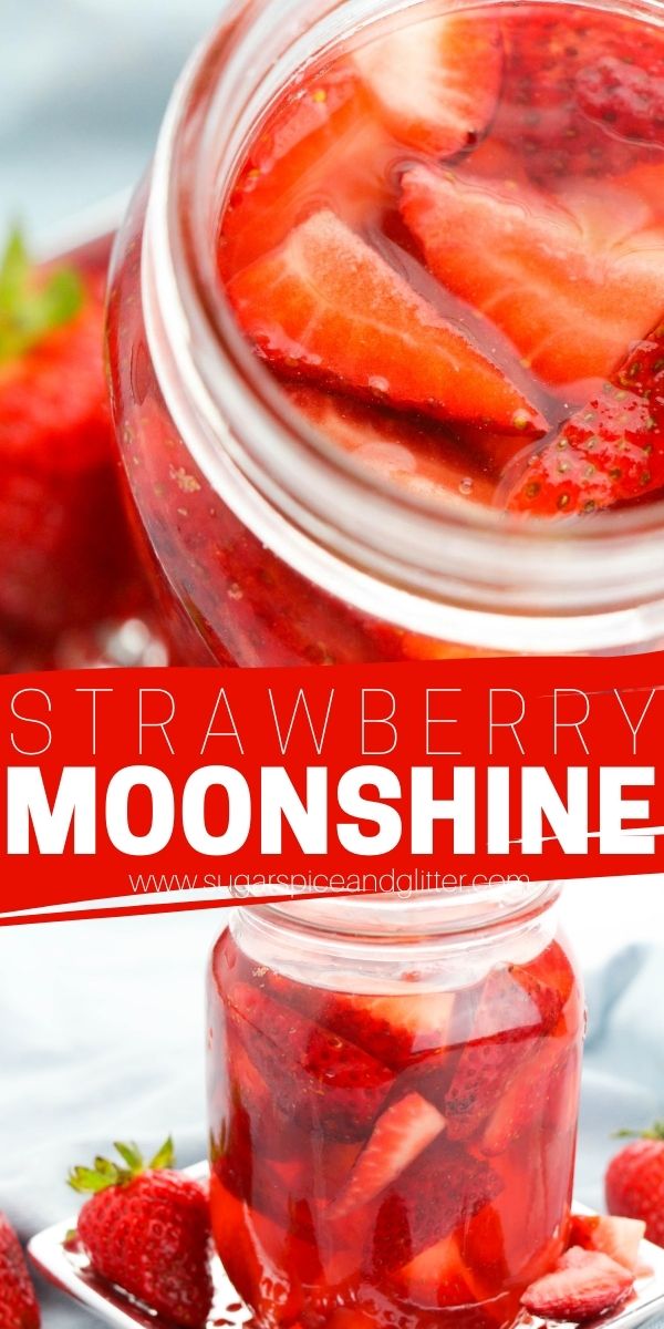 Homemade Strawberry Flavored Vodka, a delicious homemade flavored moonshine that you can make with fresh strawberries and store-bought vodka