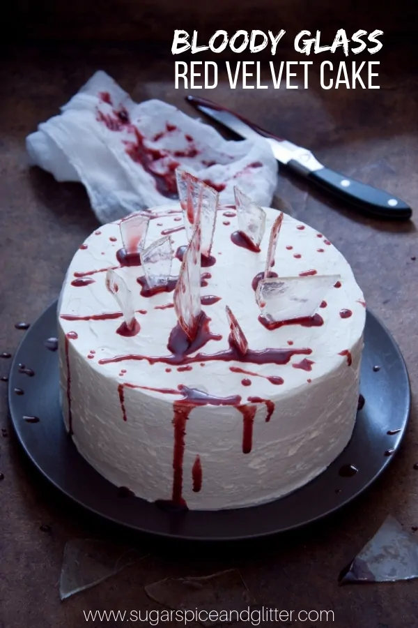 Halloween Red Velvet Cake with Glass Candy