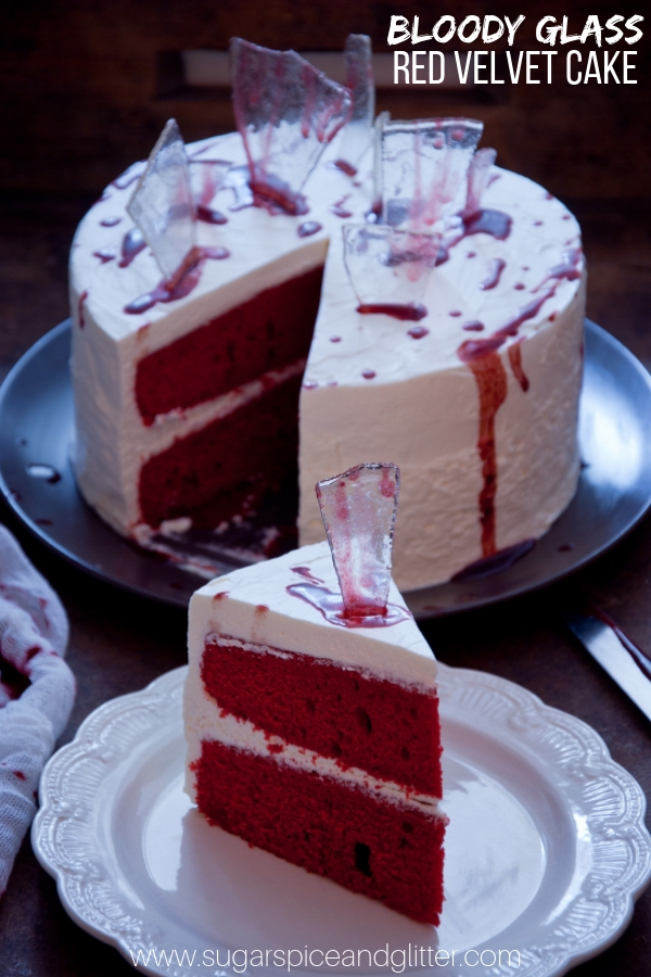 Halloween Red Velvet Cake with Glass Candy