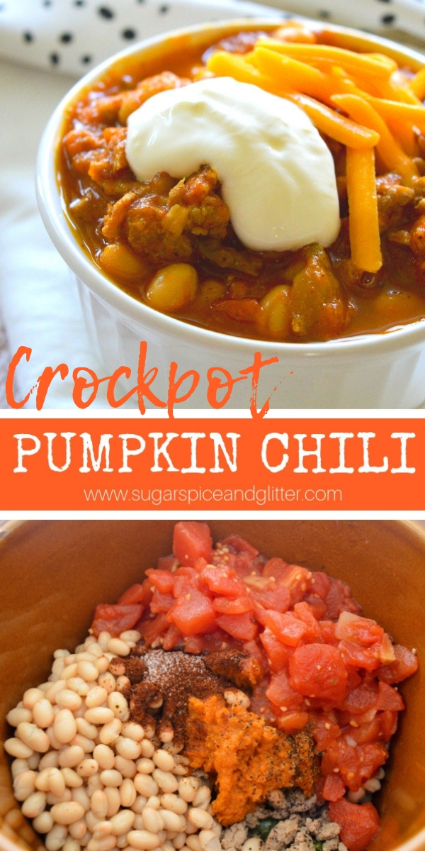 This Crockpot Turkey Pumpkin Chilli is a super easy chilli recipe using everyone's favorite fall vegetable! Fall comfort food at it's finest