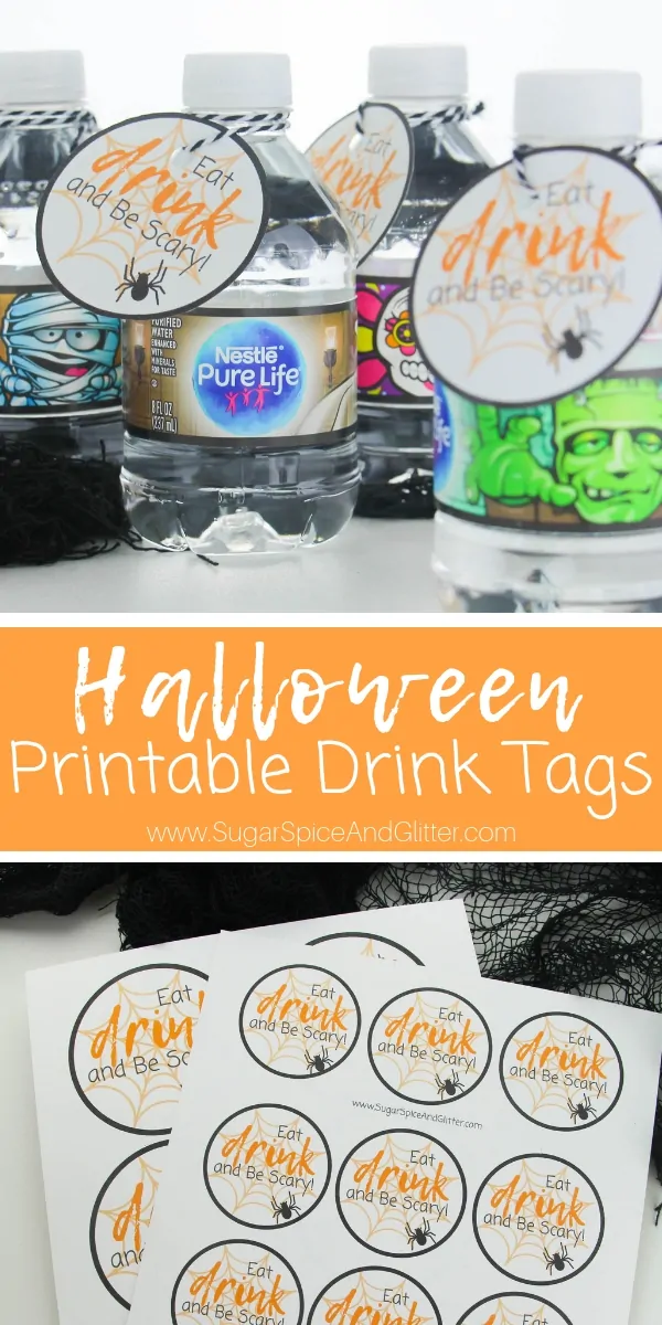 A fun addition to your Halloween party, these Printable Halloween Drink Tags add a fun element to your party table!