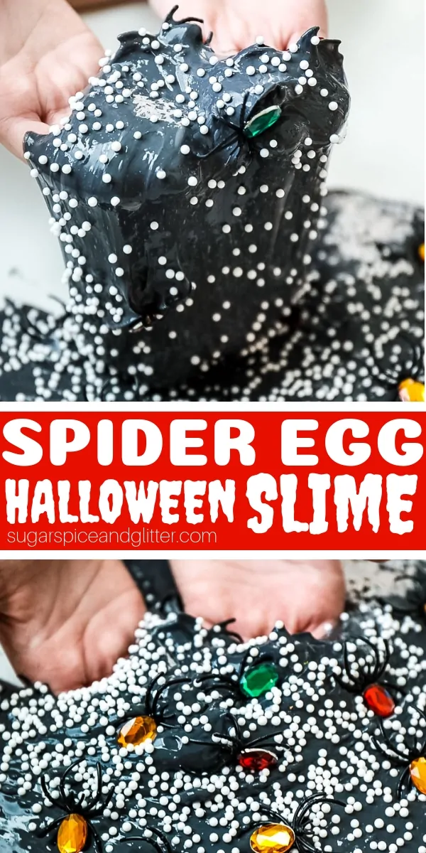 This spooky spider slime is perfect for Halloween or after reading a Spider book with kids. Simple directions for how to make black slime
