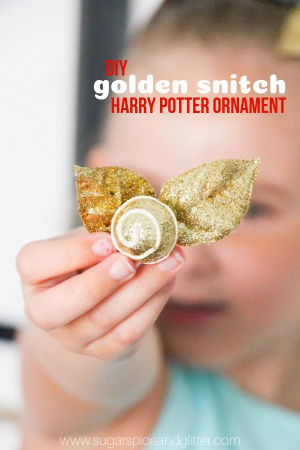 There are so many uses for this DIY Golden Snitch, but our favorite is as a Harry Potter Ornament, or attaching to a Harry Potter Headband. Such a fun Harry Potter Christmas craft idea