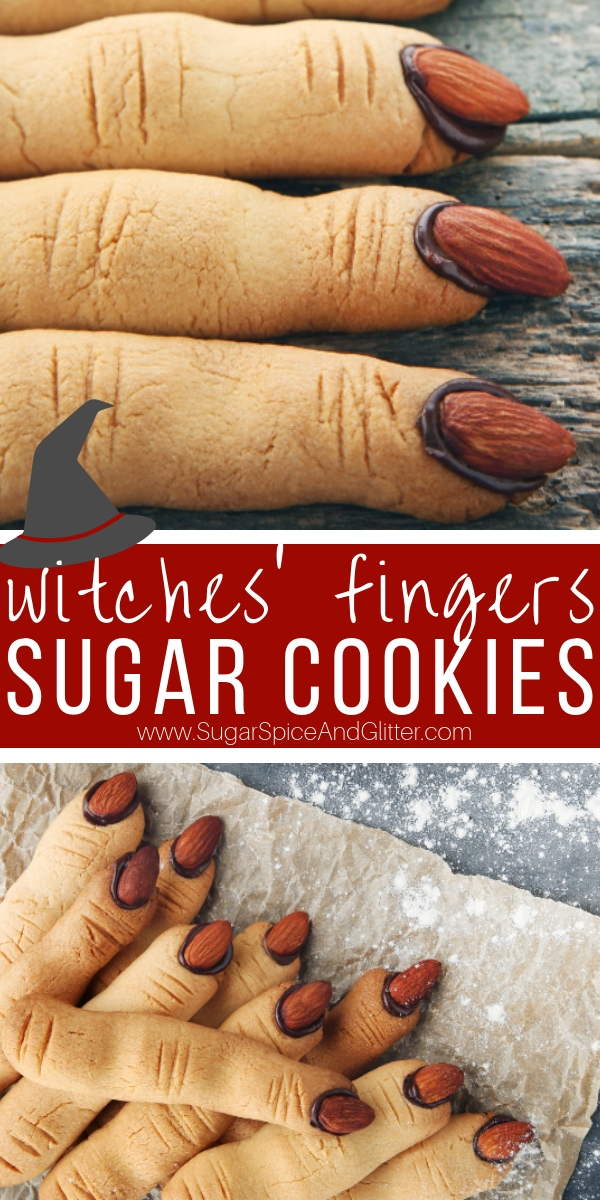 A fun Halloween sugar cookie, these Witch Finger Sugar Cookies are super simple to make and lots of fun to dip in a party dessert dip