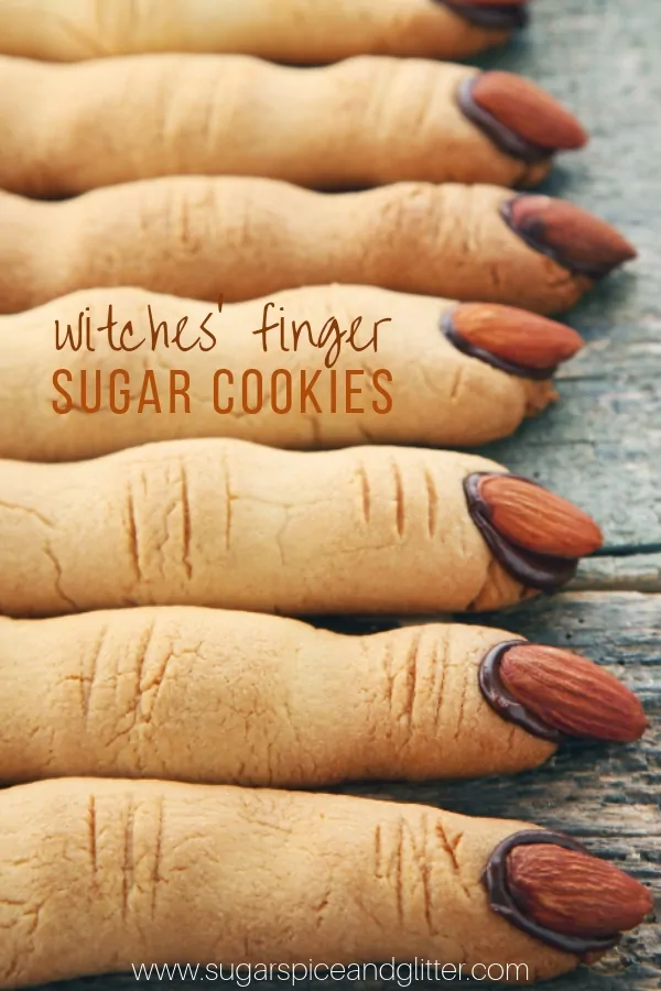 These spooky witch finger cookies are so much fun to serve and eat at a Halloween party and they are perfect for dipping! Who would have thought you'd be encouraging the kids to dip their fingers?!