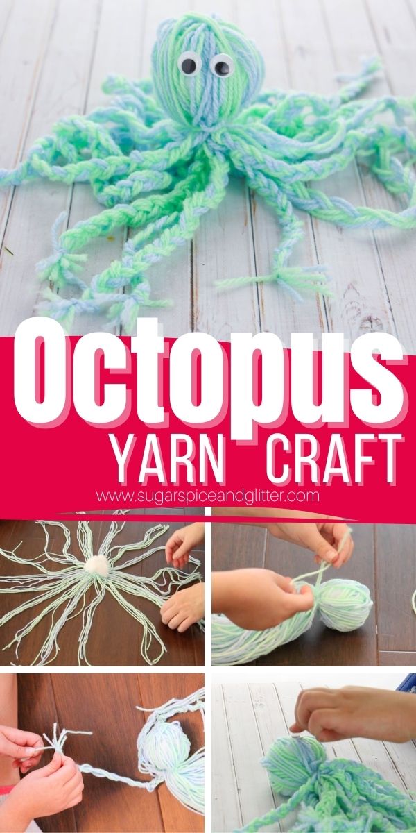 How to make a Yarn Octopus, a fun DIY stuffie that kids can make! If they can braid, they can make this super cute Octopus craft which also makes a fun homemade gift for a friend
