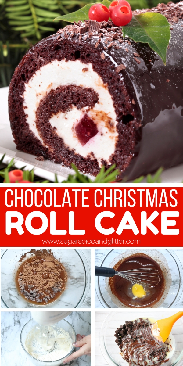 How to make a simple Chocolate Cake Roll for Christmas. Chocolate Swiss Rolls are a fun alternative to traditional yule log cakes