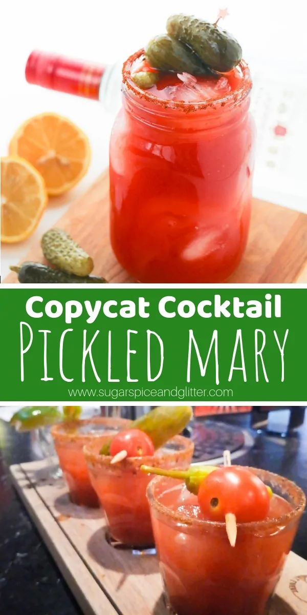 A delicious twist on a Bloody Mary, this Pickled Mary has a shot of dill pickle juice in the mix for a delicious brunch cocktail