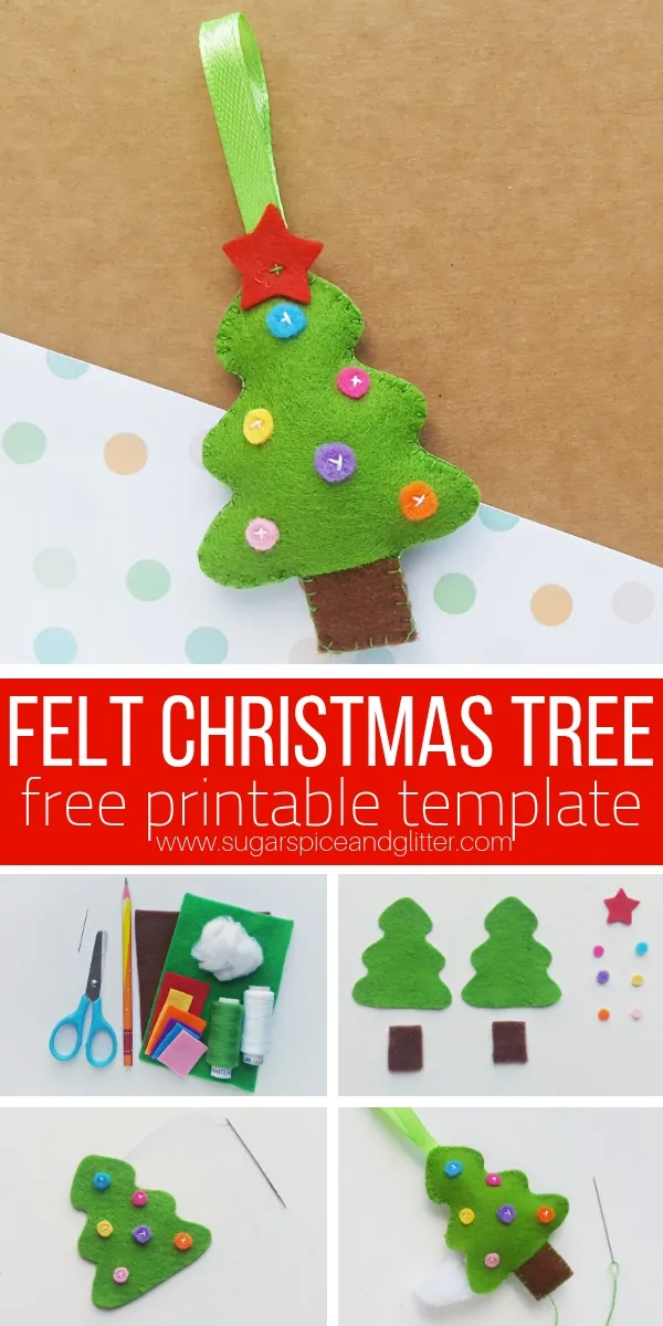 Grab our free sewing template for this Felt Christmas Tree Ornament sewing project for the holidays
