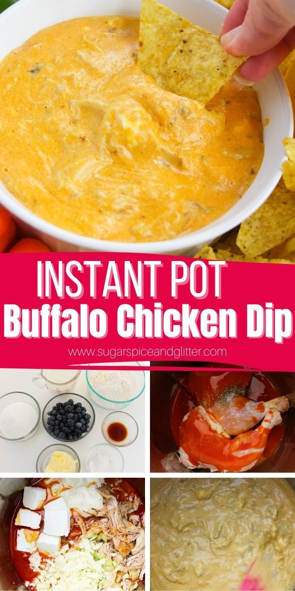 How to make buffalo chicken dip in an instant pot, this easy, hearty and cheesy dip is the perfect party dip to serve to a crowd.