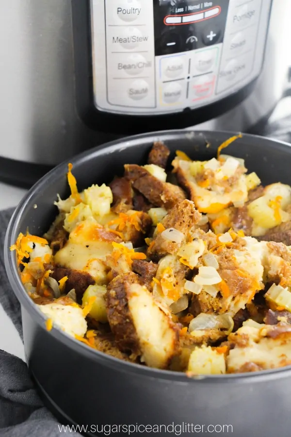 How to make bread stuffing in the instant pot - a quick and easy tutorial that you can adjust to suite your favorite stuffing recipe