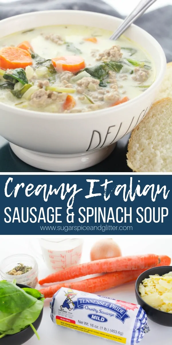 A delicious and creamy Italian Sausage Soup chock full of veggies and protein that tastes absolutely restaurant-quality. Comfort food soup recipe