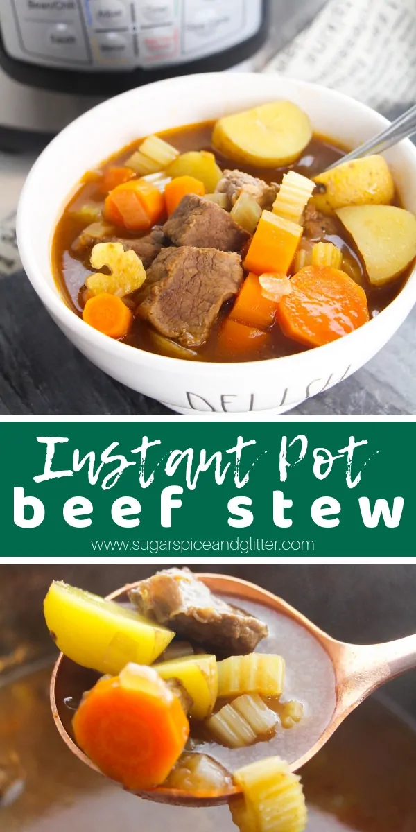 A delicious Instant Pot beef recipe for one of the best comfort foods out there, this Instant Pot Beef Stew is flavorful, perfectly cooked and ready to enjoy in less than 30 minutes (including chopping time)!