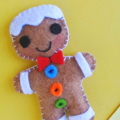 5 x Brown Gingerbread man Applique patch Sewing card  Embellishment D15 