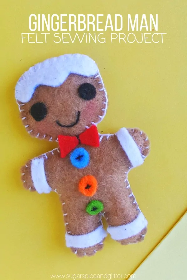 A cute homemade gift, grab our free printable template to make your own Felt Gingerbread Man craft