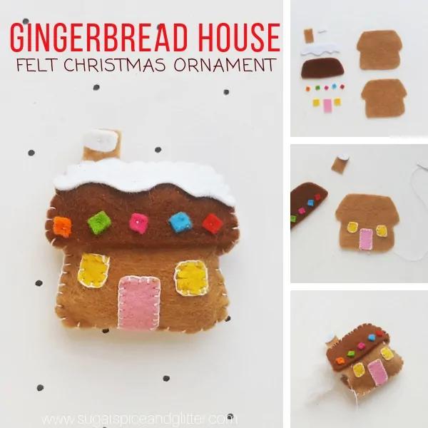 How to make a Felt Gingerbread House ornament using beginning sewing techniques