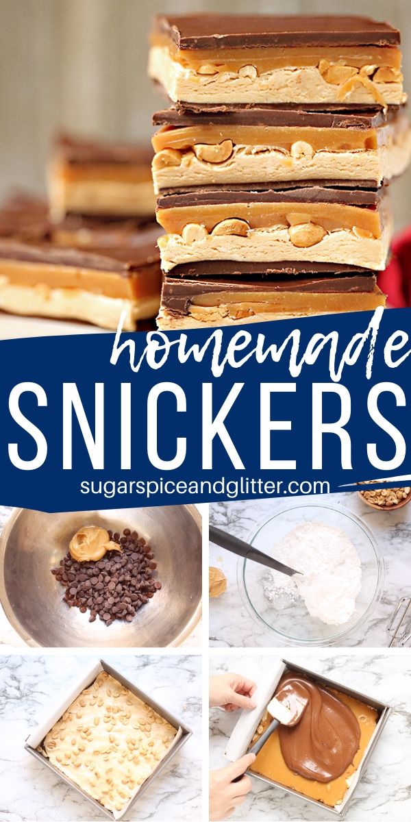 A super simple and delicious recipe for Homemade Snickers! If you have a snickers fan in your life, this is the perfect homemade gift. An easy no-bake dessert